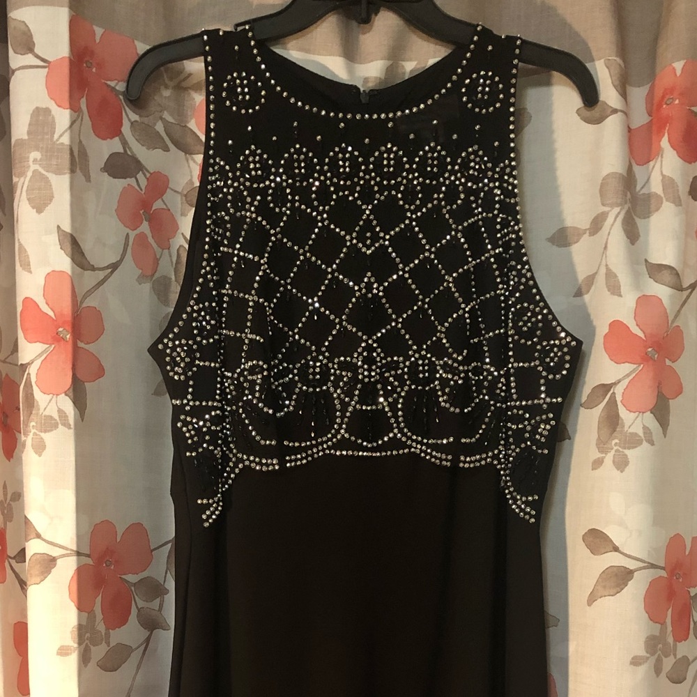 Jackie Jon New York black dress with silver beading. Size 16